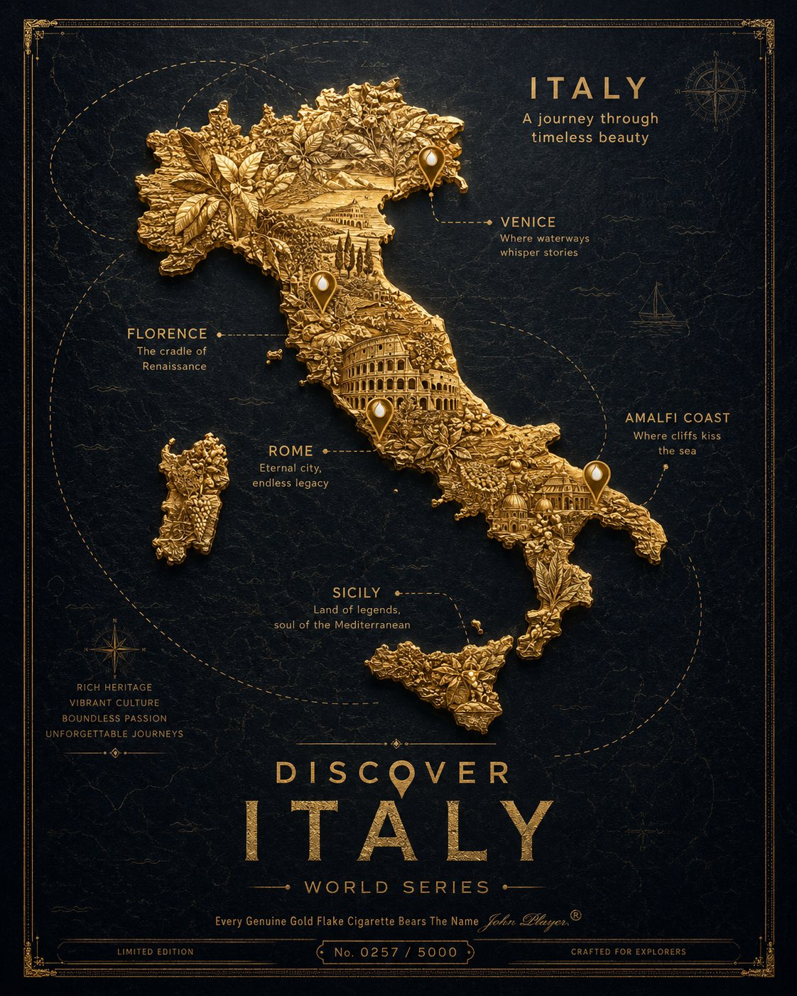 Luxury gold country map